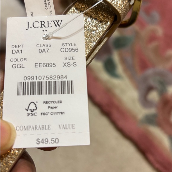 J. Crew Metallic Gold and Tan Belt. NWT - Picture 6 of 6